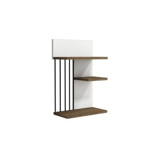 Hanah Home etajera perete 40x60x21.4 cm, PAL 18mm, rafturi multiple, fixabil perete, alb si nuc - Verificat A · Re-Bloom