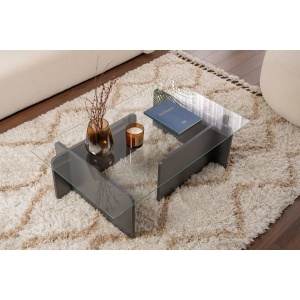 Hanah Home masuta de cafea, sticla temperata/PAL melaminat, 105x65x30 cm, grosime 18mm, antracit - Verificat A · Re-Bloom - Img 5