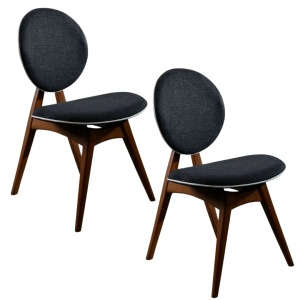 Hanah Home set 2 scaune dining 54x55x93 cm, carpen masiv, tapiterie in 100%, nuc si antracit - Verificat A · Re-Bloom