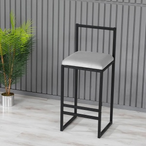 Hanah Home set 4 scaune de bar, metal 100% + spuma 22DNS, 35x35x84 cm, inaltime sezut 65cm, negru/crem - Verificat A · Re-Bloom - Img 5