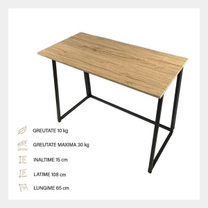 Kiwari Fab set masa bar + 2 scaune, MDF/metal, masa 90x45x74 cm + scaune Ø30x45 cm, capacitate 100kg/scaun, design compact, bej/negru - Verificat A · Re-Bloom - Img 2