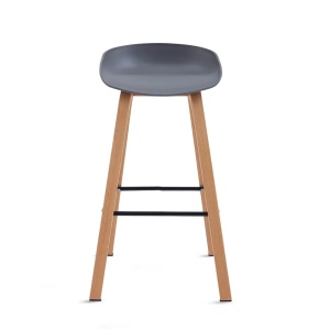 Kiwari Nok set 2 scaune, sezut PP/picioare metal aspect fag, 43x36x86cm, 5.4kg, capacitate 120kg, ergonomic, gri - Verificat A · Re-Bloom - Img 3