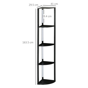 Lampadar modern cu rafturi, LED, MDF, negru, 41 x 29,5 x 163,5 cm, Resigilat, Grad A - Img 3