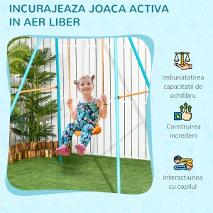 Leagan pentru copii Re-Bloom, otel/PE, 163x145x181 cm, scaun 33.5x18x9 cm, tarusi inclusi, varsta 3-8 ani, 45 kg, albastru/portocaliu - Verificat A · Re-Bloom - Img 4