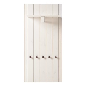 Lillehammer cuier perete panou 60x120x25 cm, 5 carlige, lemn masiv pin lacuit, pin alb - Verificat A · Re-Bloom - Img 3