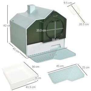 Litiera pentru pisici Re-Bloom, cu tava detasabila, polipropilena/ABS, albastru/alb/negru, 47 x 45 x 42 cm, Resigilat, Grad A - Img 3