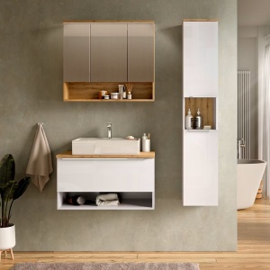 Malba blat mobilier baie 80x48x2 cm, PAL acoperit, decor stejar Wotan - Verificat A · Re-Bloom - Img 2