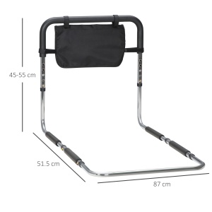 Maner reglabil pentru pat, otel/EVA, argintiu/gri, 87 x 51,5 x 45-55 cm, Resigilat, Grad A - Img 3