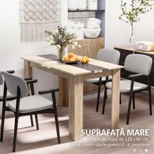 Masa de sufragerie Re-Bloom, PAL, 120x69x75 cm, 50 kg, lemn natural/negru - Verificat A · Re-Bloom - Img 4