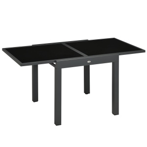 Masa gradina extensibila, blat sticla, aluminiu, 80-160x80x75cm, Negru - Verificat A · Re-Bloom