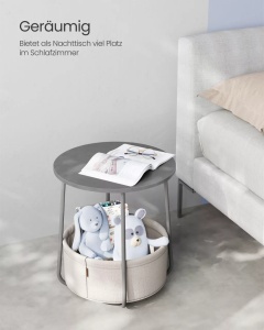 Masuta de cafea Vasagle, PAL/otel/textil, gri ciment/alb, 45 x 50 cm, Resigilat, Grad A - Img 6