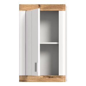 Norbuck dulap suspendat baie, 45x76x20 cm, 1 usa, 1 raft, MDF foliat, PAL foliat, alb/stejar - Verificat A · Re-Bloom - Img 3