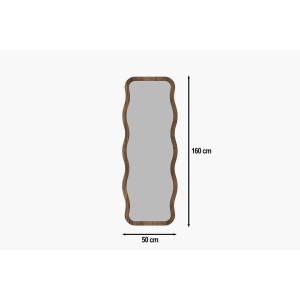 Oglinda de perete Re-Bloom, MDF/sticla, maro, 160 x 50 x 2,2 cm - Img 3