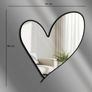 Oglinda decorativa Re-Bloom, model inima, plexiglas/EVA, negru, 43 x 48 cm - Img 2