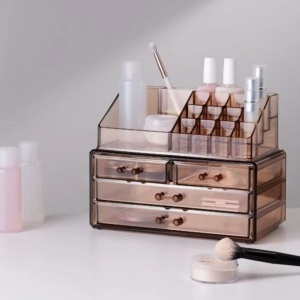 Organizator pentru cosmetice cu sertare Navaris, Maro transparent, 54656.05, Resigilat, Grad B - Img 4