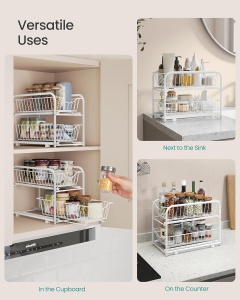 Organizator pentru dulap Songmics, 2 nivele, otel/plastic, alb, 35,8 x 21,6 x 27,2 cm, Resigilat, Grad A - Img 4