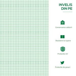 Outsunny sera compacta 180x60x60 cm, 3 ferestre rulou anti-UV, PE/otel, ventilatie ajustabila, rasaduri plante, verde - Verificat A · Re-Bloom - Img 5