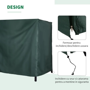 Panza de acoperire pentru leagan Re-Bloom, tesatura Oxford impermeabila, 180x124x164 cm, usa frontala 180x154 cm, verde - Verificat A · Re-Bloom - Img 3