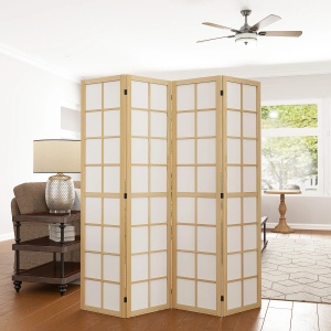 Paravan interior 4 panouri pliabil Re-Bloom, lemn pin/material netesut, 160x170x1.7 cm, pliat 40x170x6.8 cm, lemn natural/alb - Verificat A · Re-Bloom - Img 2