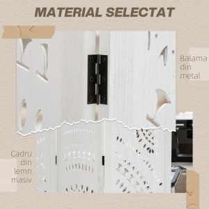 Paravan interior Re-Bloom, lemn paulownia, 120x1.6x170 cm, 3 panouri 40x170 cm, pliabil 40x4.8x170 cm, alb - Verificat A · Re-Bloom - Img 5