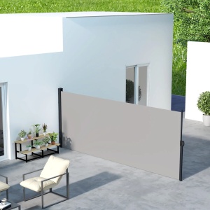 Paravan lateral retractabil Re-Bloom, metal/aluminiu/poliester, 400x180 cm, rulat 180x18.5x9 cm, tesatura 390x172 cm, gri deschis - Verificat A · Re-Bloom - Img 2