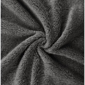 Patura catifelata teddy fleece Dormitio®, 150x200 cm, 100% poliester, 210gsm, Gri, Resigilat, Grad A - Img 3