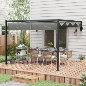 Pergola inclinata cu acoperis retractabil Re-Bloom, otel/poliester, 297x397x220 cm, rezistenta vant nivel 6-7, gri inchis - Verificat A · Re-Bloom - Img 3
