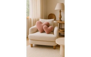 Perna decorativa in forma de inima, poliester/silicon, 42x45 cm, roz - Verificat A · Re-Bloom - Img 2