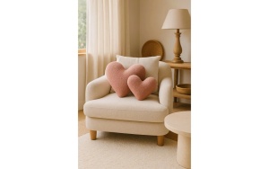 Perna decorativa in forma de inima, poliester/silicon, 42x45 cm, roz - Verificat A · Re-Bloom - Img 2