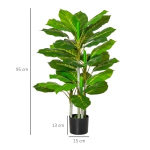 Planta artificiala in ghiveci Re-Bloom, PEVA/PE/ciment, inaltime 95 cm, 33 frunze, vas diametru 15x13 cm, verde/negru - Verificat A · Re-Bloom - Img 2