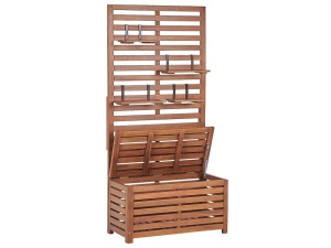 Produs Resigilat Banca de gradina cu panou rafturi Re-Bloom Matino, lemn salcam/otel, 80x40x170 cm, 4 rafturi, 2 persoane, 140 kg/persoana, maro - Verificat A - Img 6
