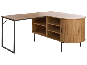 Produs Resigilat Birou de colt Re-Bloom Solari, MDF/fier, 140x140x72 cm, spatiu depozitare, 30 kg, maro/negru - Verificat A