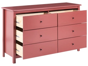 Produs Resigilat Comoda cu 6 sertare Re-Bloom Barcaldine, lemn de pin, 130x45x82 cm, 40 kg, visiniu - Verificat A - Img 2