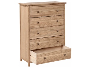 Produs Resigilat Comoda Re-Bloom Salton, 5 sertare, lemn masiv/placaj, 85x39x111 cm, maro - Verificat A - Img 3