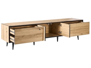 Produs Resigilat Comoda TV Re-Bloom Silverton, MDF/PAL/fier, 180x37x46 cm, 1 raft, 50 kg, natur/negru - Verificat A - Img 3