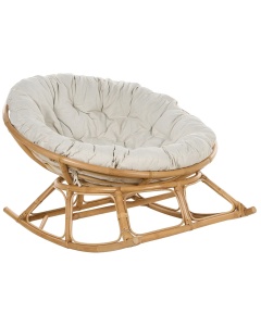 Produs Resigilat Fotoliu balansoar Re-Bloom Orvieto, ratan/bumbac viscoza, 110x108x72 cm, perna inclusa, 100 kg, bej/natur - Verificat A