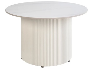 Produs Resigilat Masuta de cafea Re-Bloom Leona, piatra sinterizata/otel, 70x70x43 cm, 30 kg, alb - Verificat A