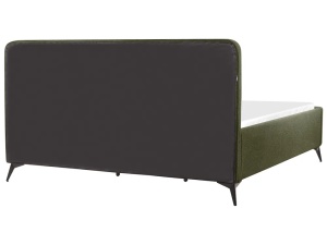 Produs Resigilat Pat matrimonial Re-Bloom Valones, 180x200 cm, textil/placaj/fier/eucalipt, somiera 16 lamele, tablie 192x109 cm, 450 kg, verde inchis - Verificat A - Img 3