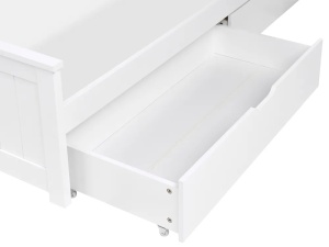 Produs Resigilat Pat Re-Bloom Sabran, 160x200 cm, lemn de pin/MDF, 2 sertare, somiera 2x16 lamele, tablie 169x82 cm, 240 kg, alb - Verificat A - Img 6