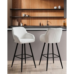 Produs Resigilat Set 2 scaune de bar Re-Bloom Casmalia, textil/otel, 50x54x103 cm, 150 kg, alb/negru - Verificat A - Img 2