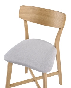 Produs Resigilat Set 2 scaune de bar Re-Bloom Hope, lemn cauciuc/textil, 49x54x93 cm, 110 kg, natur/gri - Verificat A - Img 4