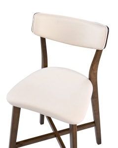 Produs Resigilat Set 2 scaune de bar Re-Bloom Yuma, lemn cauciuc/MDF/textil, 50x54x93 cm, spuma, 110 kg, alb/maro inchis - Verificat A - Img 4
