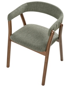 Produs Resigilat Set 2 scaune de bucatarie Re-Bloom Mylo, textil/MDF, 58x56x77 cm, spuma, 120 kg, maro inchis/verde - Verificat A - Img 6