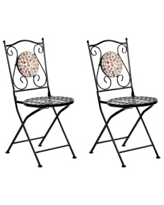 Produs Resigilat Set 2 scaune de gradina Re-Bloom Casario, fier/ciment/sticla, 40x44x90 cm, pliabile, 120 kg, multicolor - Verificat A