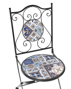 Produs Resigilat Set 2 scaune de gradina Re-Bloom Civita, fier/ceramica, 40x45x90 cm, 150 kg, multicolor - Verificat A - Img 3