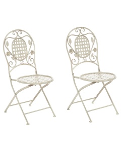 Produs Resigilat Set 2 scaune gradina pliabile Re-Bloom Bivio, metal, 43x52x93 cm, 120 kg, alb-galbui - Verificat A