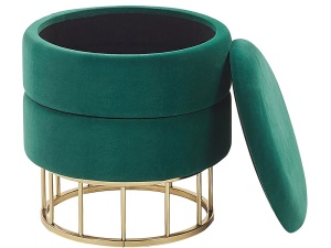 Produs Resigilat Taburet Re-Bloom Elgin cu spatiu de depozitare, 37x37x42 cm, catifea, picioare metal, 100 kg, verde inchis - Verificat A - Img 2