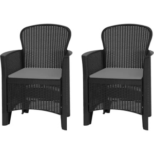 Progarden set mobilier gradina Jungle 4 piese, polipropilena, canapea 2L 113x57x57.5 cm + 2 scaune 59x57x85.5 cm + masa 59x46x40 cm, perne incluse, antracit - Verificat A · Re-Bloom - Img 6