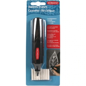 Radiera electrica Derwent Professional, cu baterii, 8 rezerve incluse, negru, Resigilat, Grad A