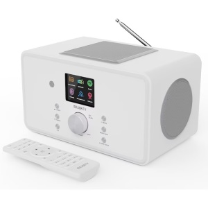 Radio internet global Bluetooth DAB+, 2.1, cu subwoofer integrat, 100 W, Radio FM, Spotify Connect, telecomanda, alb, Resigilat, Grad A